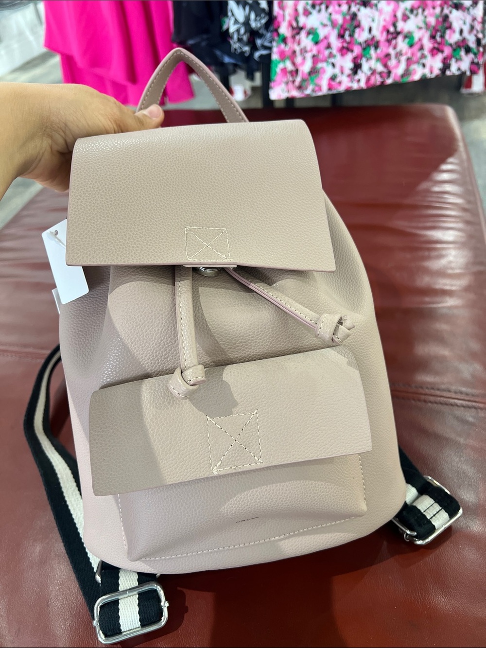 Soft Pink Pebbled Leather Backpack